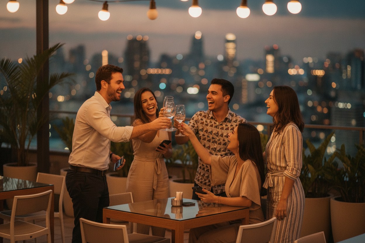 Associados brindando em um encontro